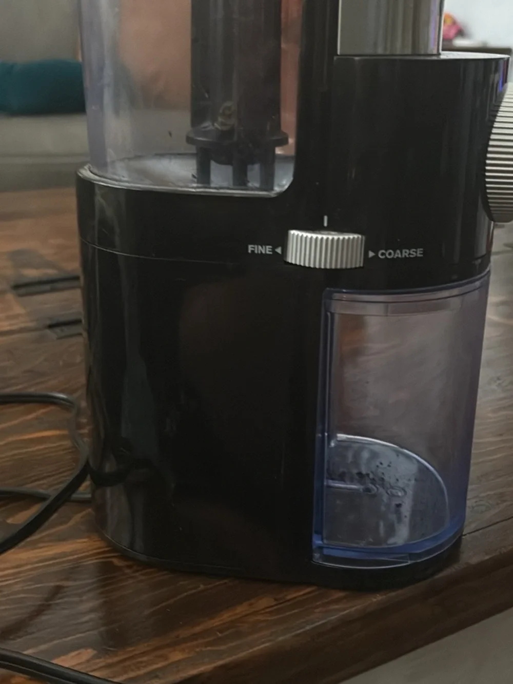 KRUPS Electric Coffee Grinder in Black with Blue Bean Container
